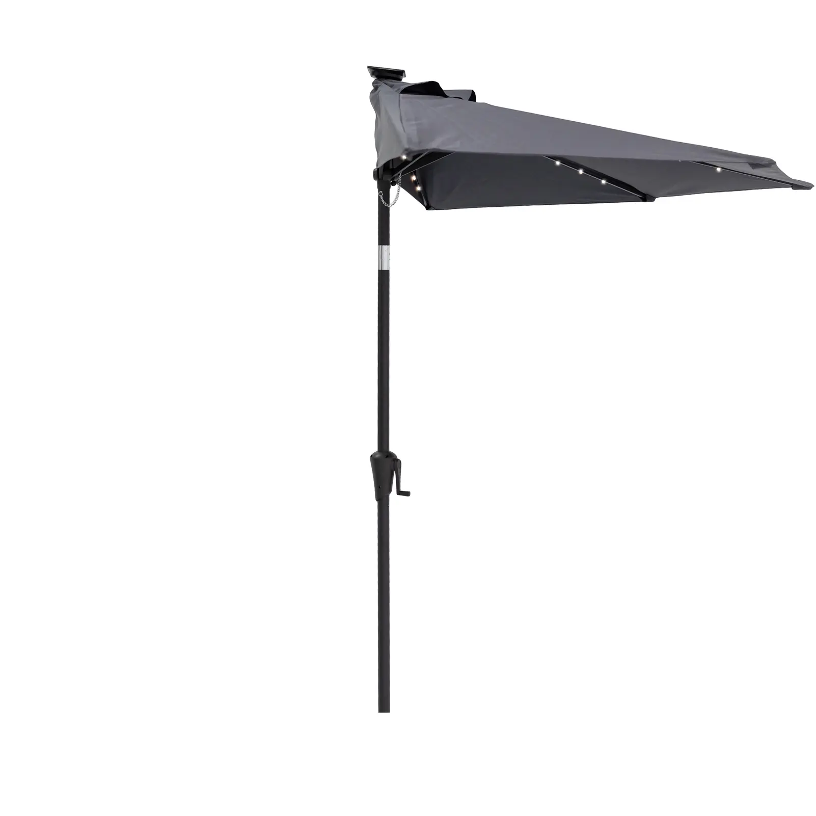C-Hopetree 9 ft Half Round Outdoor Patio Market Wall Umbrella with Solar LED Lights and Tilt