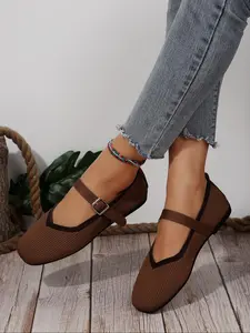 Women's Fashionable Braided Belted Ballet Flats, Casual Comfortable Flat Shoes for Daily Wear, Lightweight Breathable Shoes for Women & Girls, Running