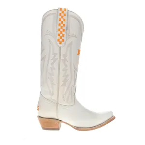 Gameday Boots Womens University Of Tennesee Gameday Embroidered Snip Toe Pull On  Casual Boots Mid Calf Low Heel 1-2" - Off White