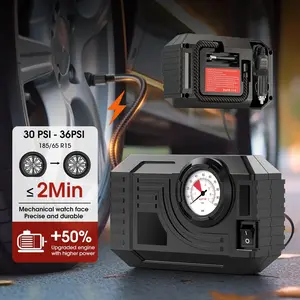 Portable Mini Car Air Pump with LED Light, Vehicle Tire Inflator, 102w 100psi, Compact Design, Easy Storage, Ideal for Travel and Adventure Tire Repair