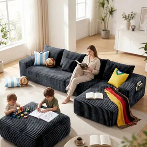 【Deals For You】Oneroom oversized Gray 137"W x 59"D x 22"H U-Shaped,a cloud couch,sofas living room,living room furniture,sectional couch,boneless couch,couches,boneless sectional couch,cloud couches,couches for living rooms,Plush Corduroy,3 Packages,