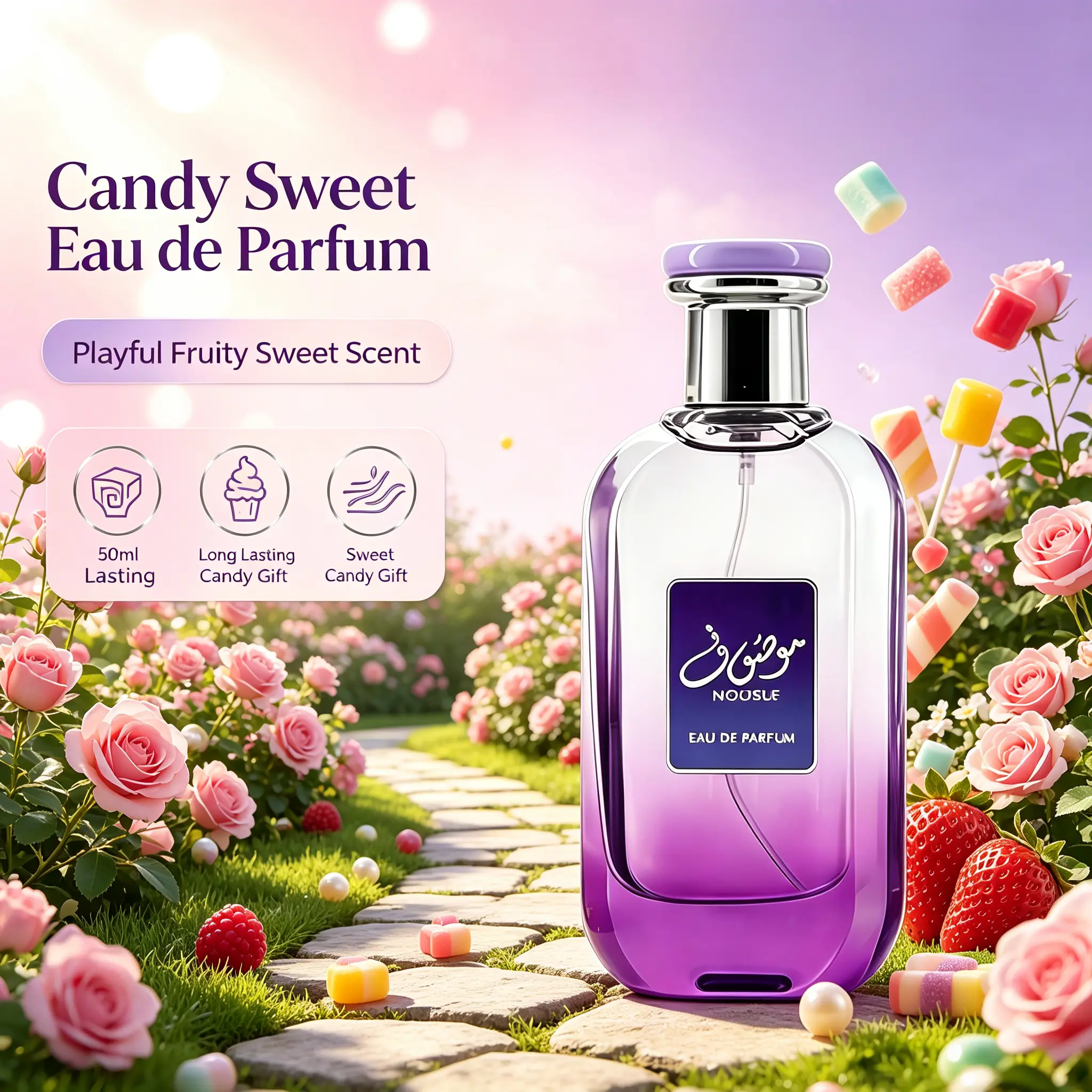 MOUSUF Candy Sweet PerfumePlayful Fruity Floral Scent, 50ml Long Lasting Eau de Parfum