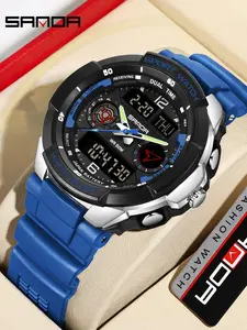 Men's Sportive Digital Watch, Fashionable Digital Watch with Luminous Dial & Alarm Mode, Trendy Multifunctional Watch with Digital Display for Men for Birthday Gift with Box