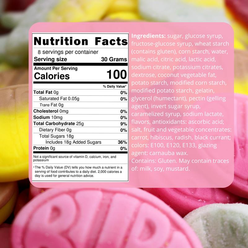 Pink & Blue Swedish Candy Mix with BUBS - 1/2 lb Snack Bonbon - Sweet & Sour, with Watermelon, Banana, Strawberry Blueberry, Lemon, Sugar - Swedish Sweets