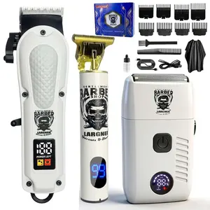 Professional Men's Grooming Set 3-In-1, High-Power Electric Trimmer, T-Shaped Hair Clipper, Reciprocating Razor, LED Display, USB Charging