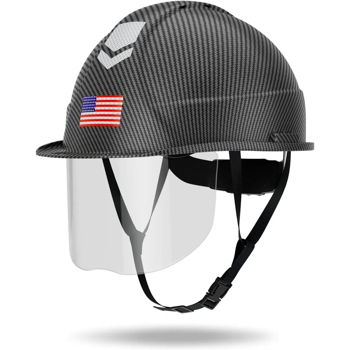 ANSI Certified ABS Plastic Hard Hat with Visor for Construction & Forestry - Vented, Reflective, 4-Point Suspension, Adjustable Fit (20-26 in)