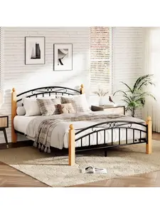 Gaomon Queen Size Sturdy Platform Bed Frame - High-Load-Capacity Steel Slat Support, No Box Spring Needed, Smooth Edges, Heart-Shaped Design, Easy Removal and Transport