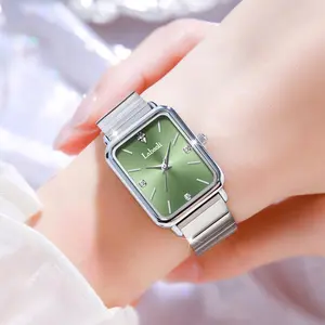 Square Dial Small Green Watch for Women, Exquisite Craftsmanship, Multifunctional Wristwatch