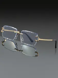 Men's Metal Square Frameless Mirror, Cracked Decorative Diamond Edge Design, Casual Daily Wear Accessory for Home Office School Commute