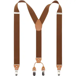 Men’s Y-Back 4 Metal Clip Elastic Wide Suspenders Perfect For Both Casual&Formal