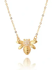 1 PC Pretty Cubic Zirconia Bee Necklace Pendant For Women Valentine's Day Gift Wedding Jewelry