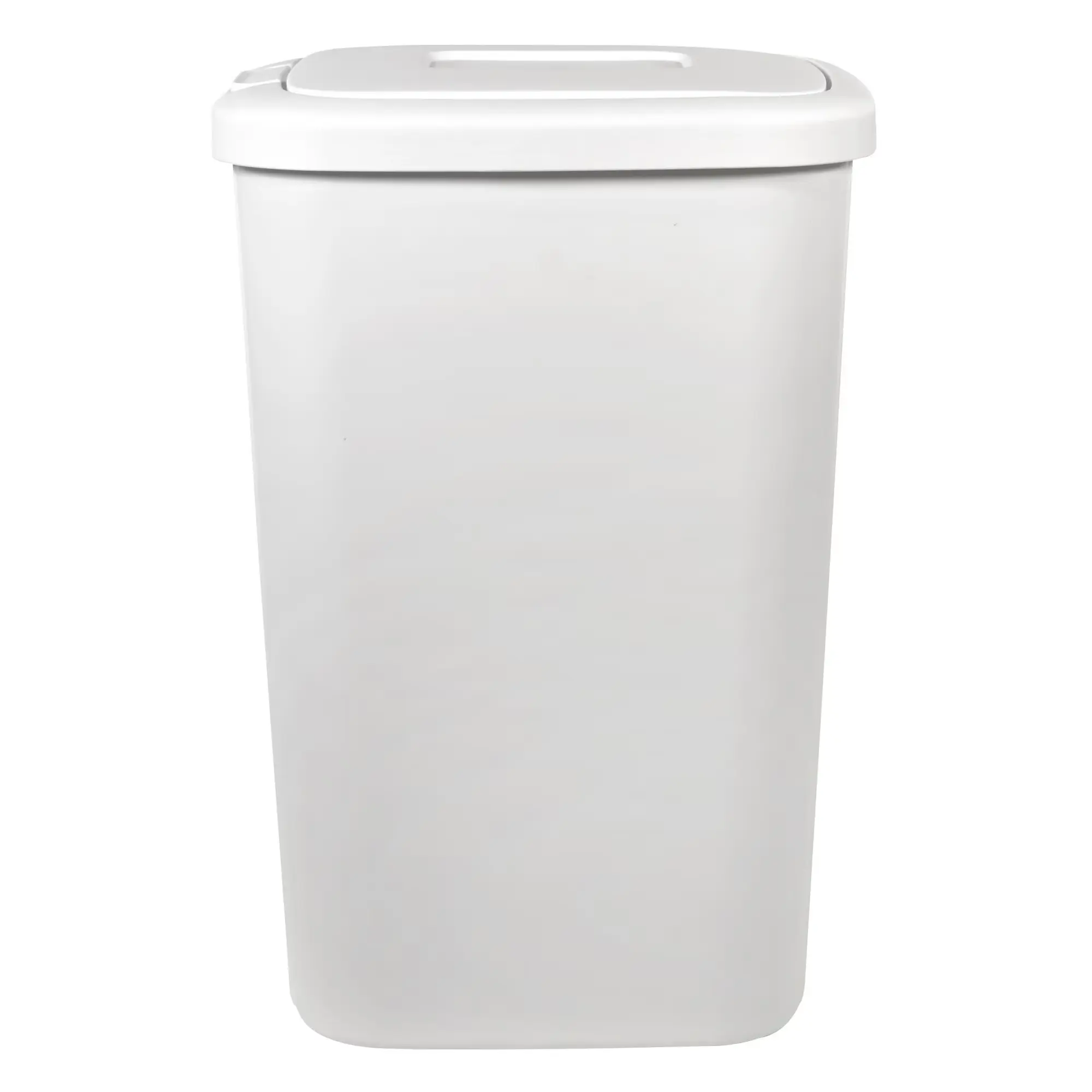 13.3 Gal Plastic Kitchen Trash Can with Touch Top Push Button Lid, Slim Space-Saving Matte White Garbage Bin for Home Care Supplies