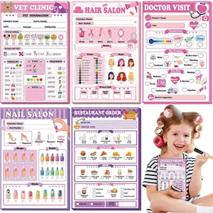 6 Pack  Pretend Play Notepads 4 x 6 Inch Playtime Pads for  40 Pages Pretend Notebooks Imaginative Role for (Girls)