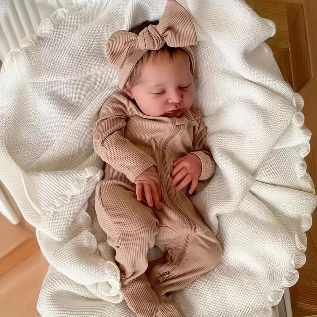 19" Reborn Baby Newborn Doll - Soft Touch Sleeping Toddler, Hand-Painted Details, Visible Blood Vessels, Ideal for Children's Birthday & Christmas Gifts, Newborn Baby Dolls