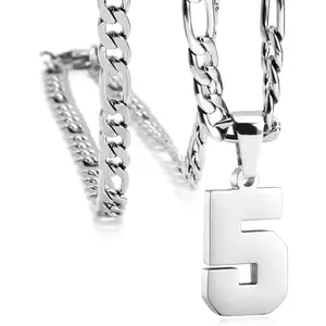Personalized Jersey Number Necklaces for Mens, Athletes Stainless Steel Sport Number Pendant Chain for Mens Baseball Basketball Football Team Inspiration Jewelry with Gifts