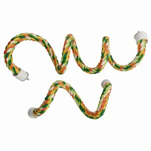 Dual-Length Parrot Climbing Rope Set- 40” & 14” Bendable Cotton Bird Toy with Two-sides Screws, Chew-Proof & Cage-Mountable for Conures, Cockatiels, Lovebirds (bird accessories)