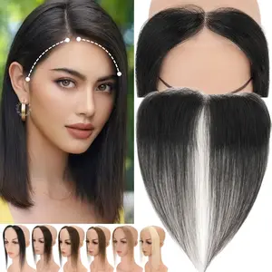 Full Lace Hairpiece Hand-tied Front Cover-up For Receding Hairline 100% Real Remy Human Hair Patch Topper Toupee For Women Free Part Forehead Hairpiece 0.75" x 6.25" Black Brown Blonde