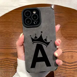 Crown Letter A Pattern Phone Case for iPhone 16/16Pro/16Pro Max/16 Plus, 15/15 Plus/15 Pro/15 Pro Max, 14/14 Plus/14 Pro/14 Pro Max, 13/13 Pro/13 Pro Max, 12/12 Pro/12 Pro Max, 11/11 Pro/11 Pro Max, 7/8 Plus, XR/XS/XS Max, Shockproof Durable Faux Leather,