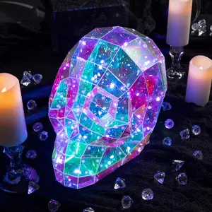 Halloween Multicolor Prismatic Skull Light-Up LED Light, 9 1/2"