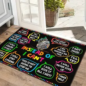 Inspirational Owl Doormat with Inspirational Phrases Diatom Mud Durable Material Machine Washable Non slip and Waterproof for Home Decor Entrances Halls Bathrooms and Balconies