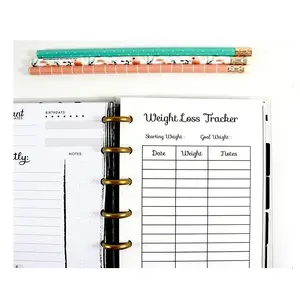 Weight Loss Tracker for the Mini Happy Planner, Fits 7-Disc Notebook, Planner Weight Loss Tracker, Pre-punched Happy Planner Inserts, Pre-punched Fitness Planner