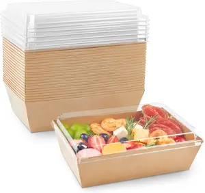 8 x 6 Inch Paper Charcuterie Boxes with Clear , 20 Pack Large Disposable Take Out Bakery Boxes, To Go Containers for Cake Slice, Cupcakes, Sandwiches, Cookies, Cocoa Bombs, Salads (Brown)