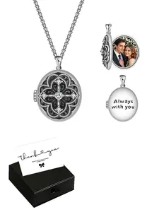 Vintage Locket Necklace Copper Custom Frame Pendant Memorial Album Chain Ideal Gift for Wife Girlfriend Easter Birthday Festival
