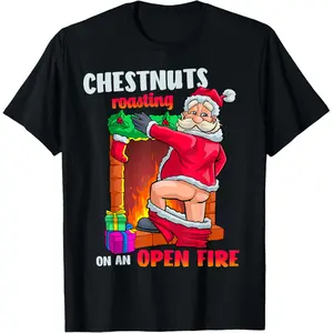 Chest Nuts Roasting Funny Naughty Santa Dirty Food Pun Xmas T-Shirt Tshirt Printed in USA