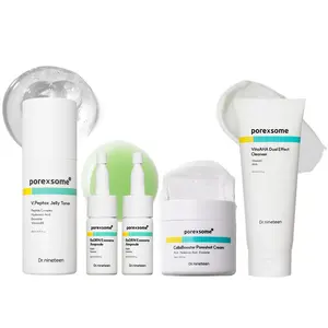 Dr.nineteen PoreXsome ReDRN Ampoule & V.Peptox Jelly Toner & CollaBooster Poreshot Cream & Porexsome VitaAHA Dual Effect Cleanser, Pore Tightening & Firming, Korean Skincare
