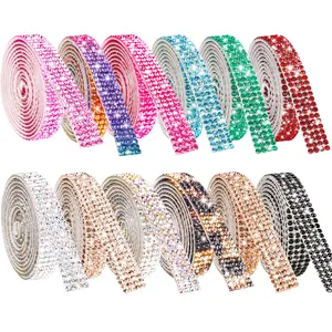 12 Rolls NiArt Self Adhesive Crystal Rhinestone Diamond Ribbon Multi-Functional DIY Decorative  Gemstone Arts Crafts Sticker Tape(Assorted Colors)