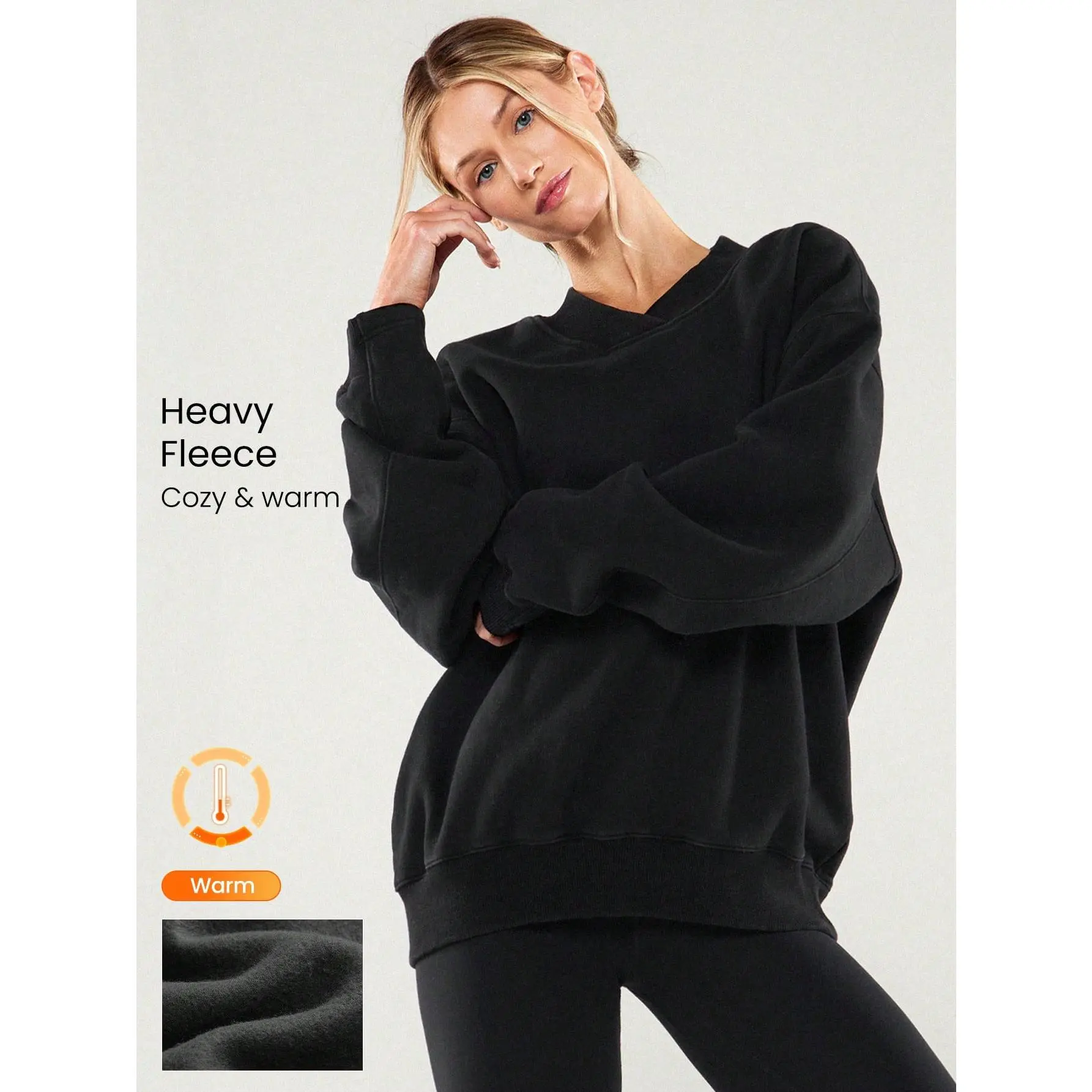 GLOWMODE Heavyweight Fleece Cool Camper Plush Soft Warm Oversized Half-Zip Pullover Sweatshirt Autumn Winter Outdoors Daily Casual Wear