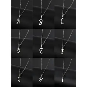 Minimalist Stainless Steel Alphabet Necklace Pendants, Unisex Design, 26 Letters, Initial Letter Necklace, Durable & Stylish Jewelry for Men and Women