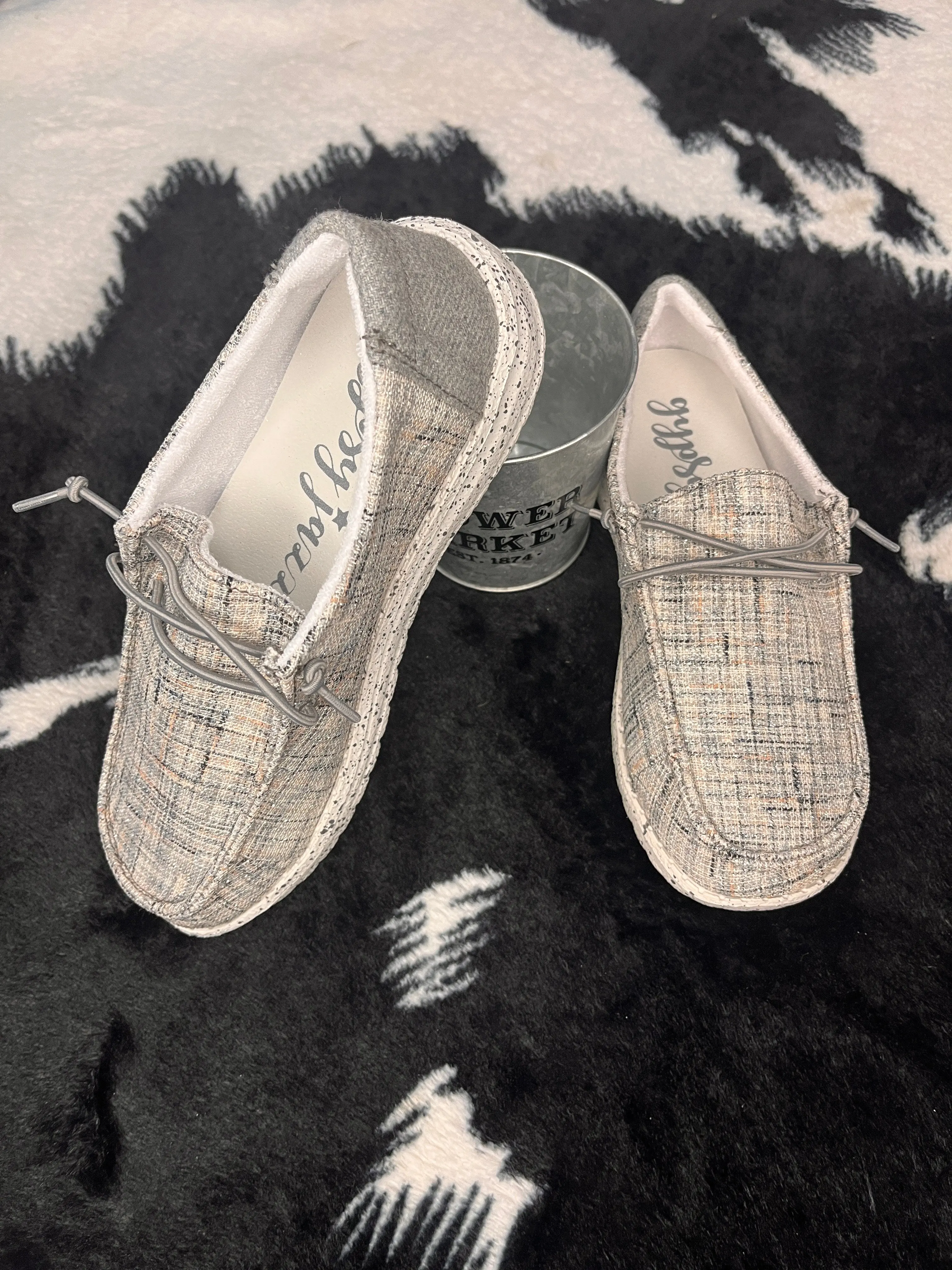 Women's Gypsy Jazz Grey 'CASSANDRA' SLIP ON SHOES w/ Sparkle