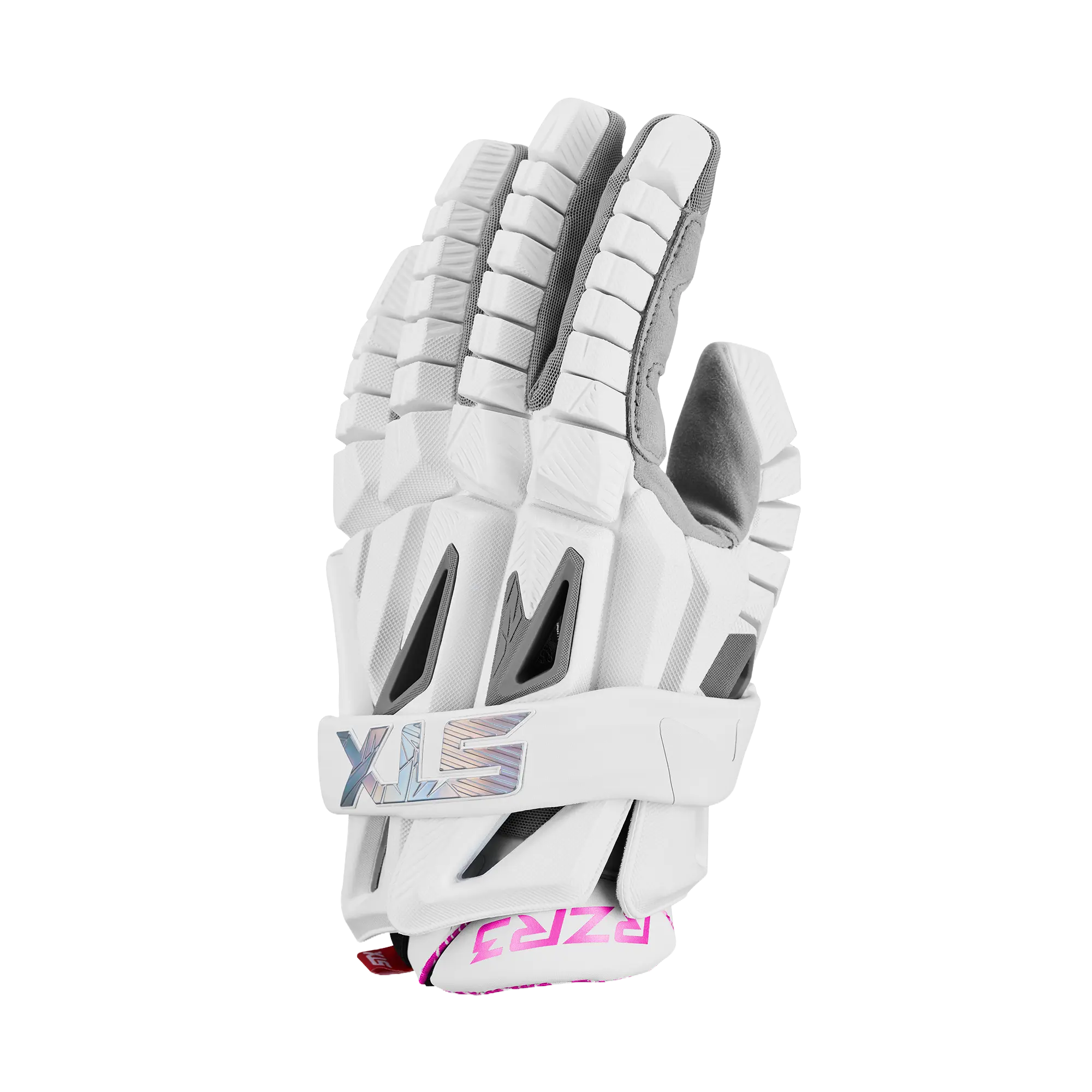 STX RZR 3 White/Pink Lacrosse Gloves