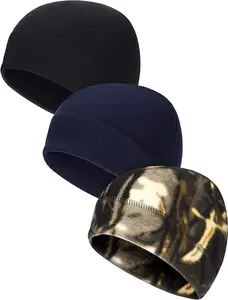 3 Pieces Winter Warm Skull Cap Soft Fleece Beanie Hat Thick Windproof Watch Cap Skiing Outdoor Warm Colored for Men Women