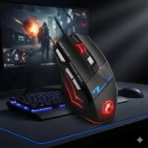 Ergonomic USB Gaming Mouse with 5500 DPI, RGB Lighting, 7 Programmable Buttons, Anti-Slip Rest & Portable Design for PC Gamers Pc Accessories Gaming