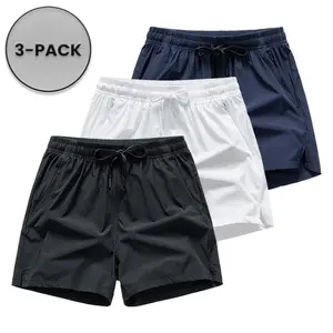 Men’s Ice Silk 3-Pack Gym Shorts - Stretchy, Breathable, Skin-Friendly, Quick-Drying Fabric, 3-Inch Relaxed Refined Fit, Discreet Pockets, Shorts for Gym, Men's Gym Shorts