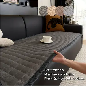 1pc Handmade Quilted Thickened Sofa Cushion with Same-Color Edging, Quilted Sofa Cover, Thick Soft Non-Slip, Pet-Friendly Machine Washable, All-Season Non-Slip Sofa Pad, Suitable for Home & Office Furniture Sofa Protection & Decoration
