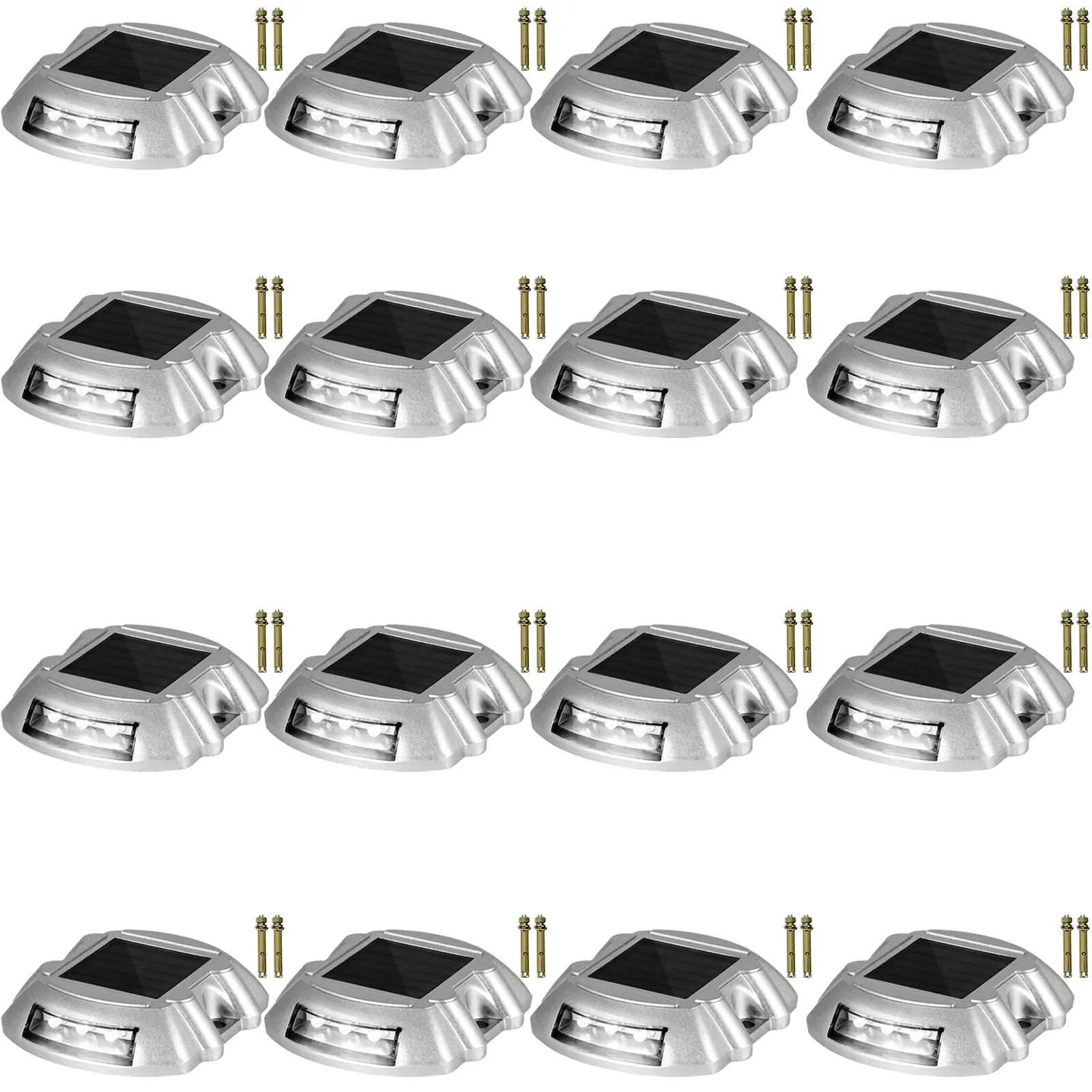 【summerfinds】VEVOR Driveway Lights 16-Pack Solar Driveway Lights Bright White with Screw Solar Deck Lights Outdoor Waterproof Wireless Dock Lights 6 LEDs for Path Warning Garden Walkway Sidewalk Steps