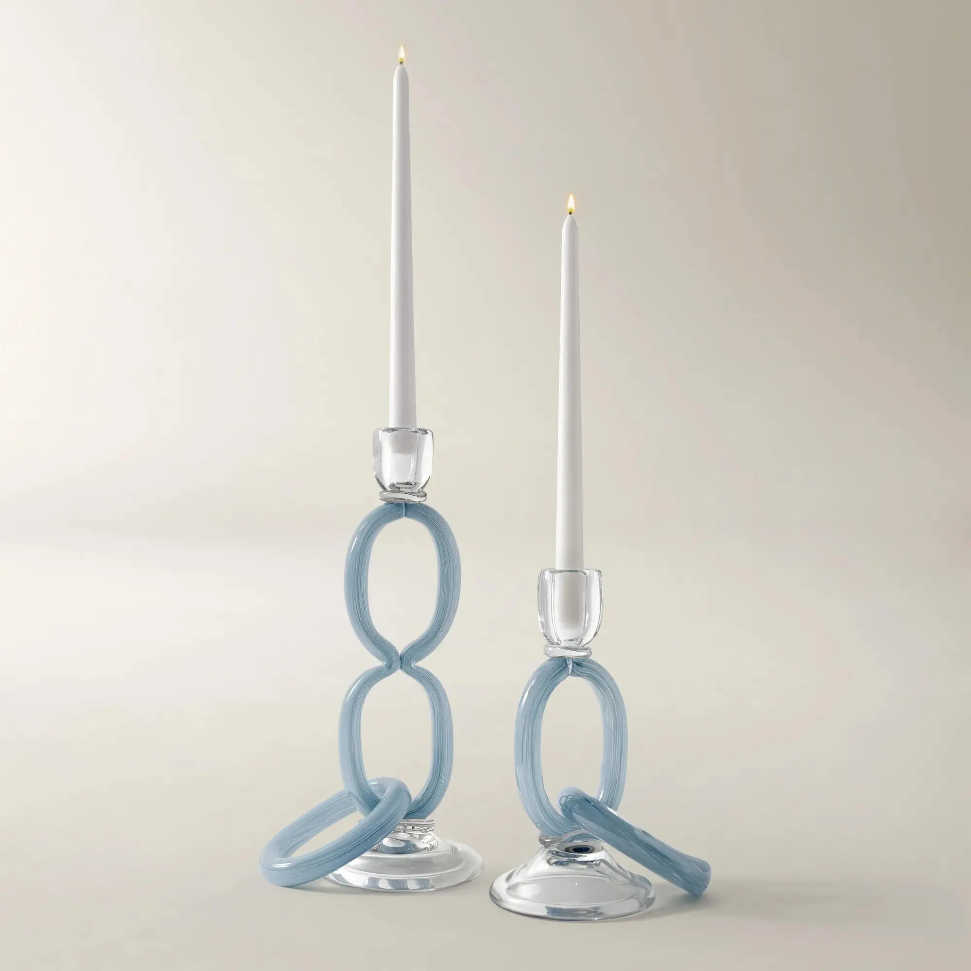 Z Gallerie Lana Luminous Decorative Glass Taper Candle Holder - Modern, Artistic Home Decor Accessory with Fluid Shape, Multi-Size Chain Link Design for Living Room Tabletop & Bedroom Display, Light Up Your Space