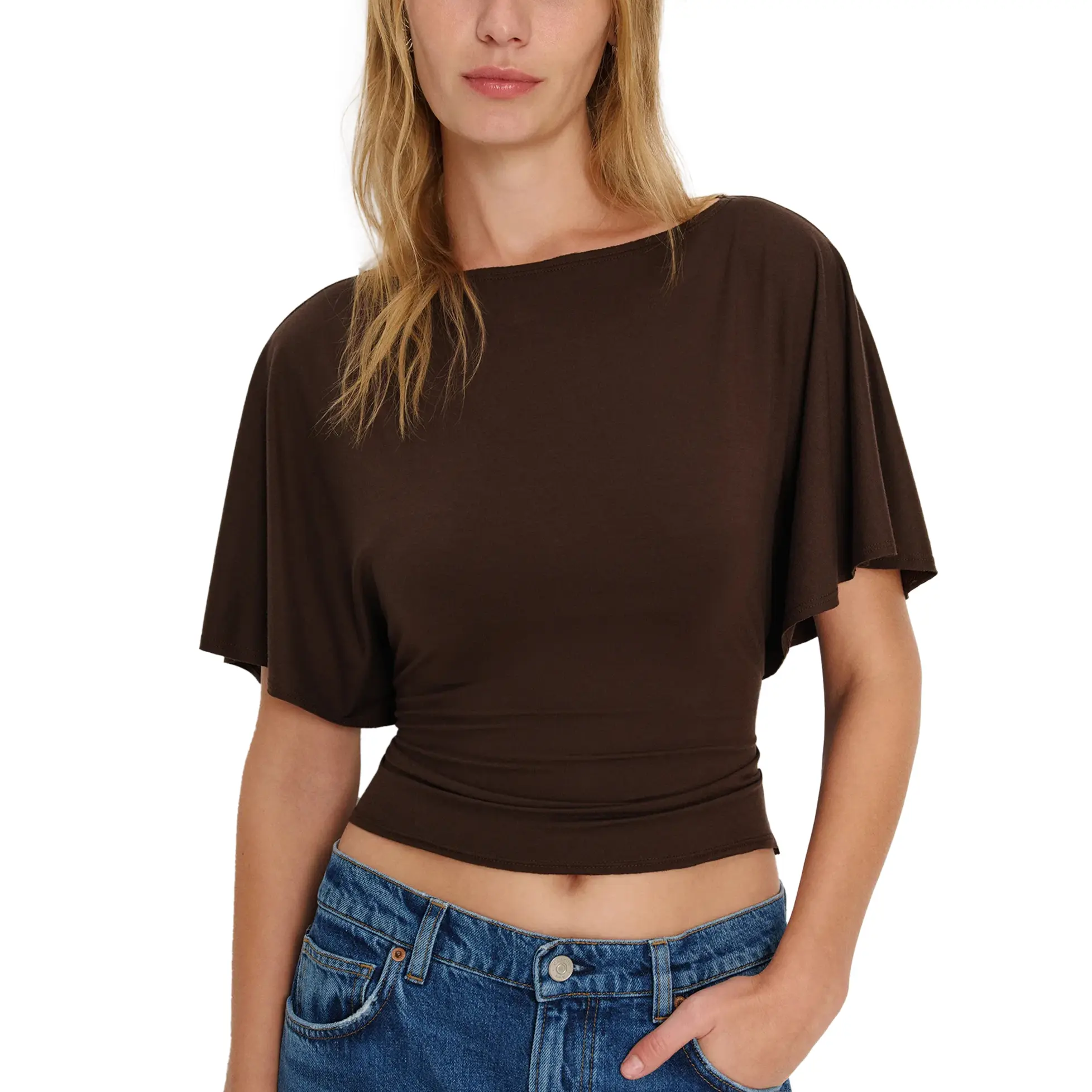 MaLinfandor Women's Cinched Waist Knit Top | Upgraded Durable Fabric & Verified Neat Stitching, Stretchy Dolman Sleeve Boat Neck Tee, Versatile Outfit,back to school,back to school shopping