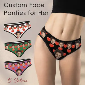 Custom Panties with Face, Sexy Underwear for Her, Personalized His Photo on Briefs, Funny Print Gifts for Bride, Bachelorette Party Wears Womenswear Breathable Fashion Soft Comfortable psd girls Panty Lady