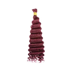 YGwigs Bulk Human Hair For Braiding Burgundy Red Deep Wave Body Wave