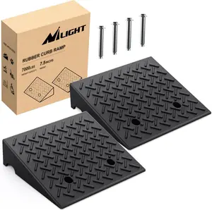 Nilight Heavy-Duty Synthetic Rubber Curb Ramps 2-Pack, 7.5" Rise, 7000lbs Load Capacity, Car-Safe Portable Ramps for Cars, Driveway, Warehouse Loading Dock, Barn