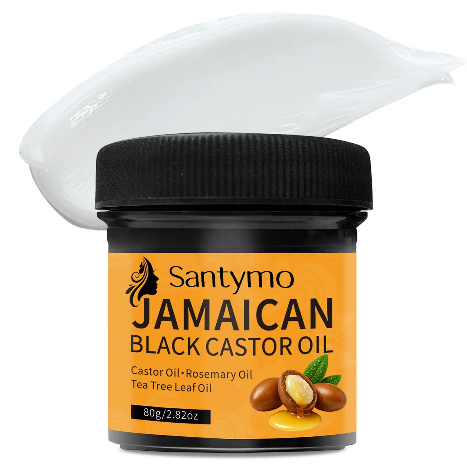 JD CONCEPT Santymo Jamaica Black Castor Oil Hair Treatment with Shea Butter, Tea Tree Oil - Unisex Nourishment for Dry Hair, Sensitive Scalp, 2.82oz