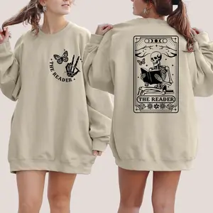 The Reader Tarot Card Sweatshirt, Skeleton Reading Sweatshirt, Reading Tarot Shirt, Book Lover Hoodie, Tarot Sweatshirt, Bookworm Shirt, Bookish Sweater