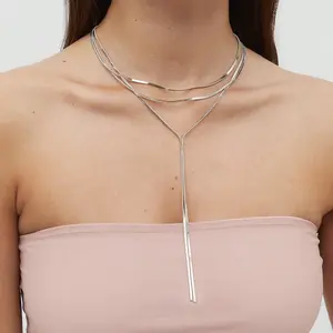 Women's Minimalist Stainless Steel Chain Link Necklaces - 1pc Irregular Geometric Diamond-Shaped Collarbone Chain Jewelry Necklaces, No Pendant, Casual Unisex Fashion Accessory