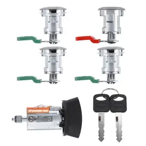 1 Set NO.1L3Z11582A / Outer / Ignition Switch Cylinder Lock Four Doors Lock Cylinder with Interchangeable Keys for Ford E-150 E-250 Van 1997-2020 / Durable / Metal / Silver Tone