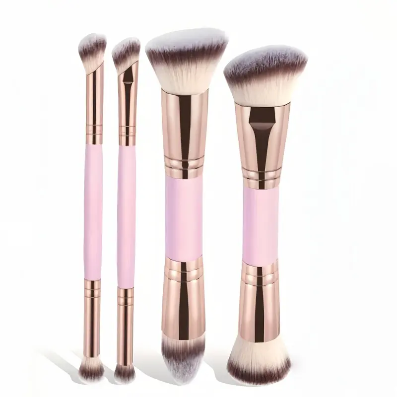 4-piece multifunctional makeup brush set, Makeup brush kit, double-ended face makeup brushes including foundation brush, blush brush, powder brush, eyeshadow brush. Easy for beginners to use, a great gift for friends and family on holidays Brush Combo