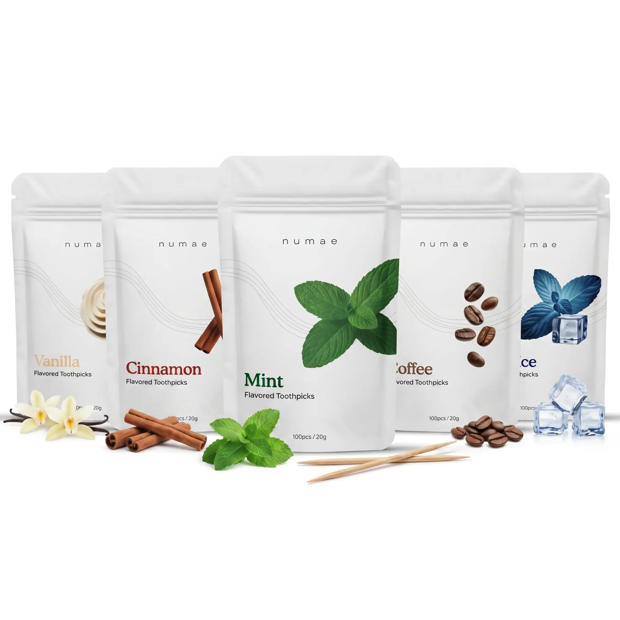 Numae Flavored Toothpicks Bundle (5 Pack) Sugar Free, Zero Calorie, Gluten Free, Keto Friendly, Vegan